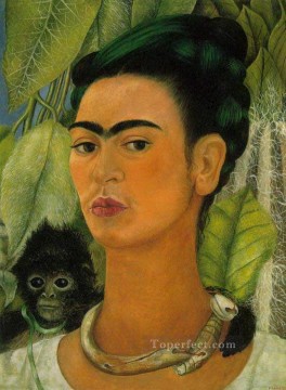 Frida Kahlo Painting - Autorretrato con un mono feminismo Frida Kahlo